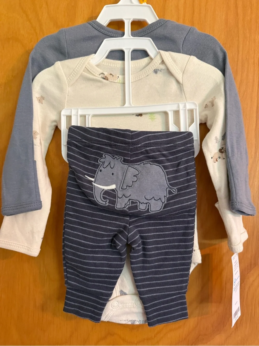 NWT Carter's Slate Blue Long-Sleeve Bodysuit with Mammoth Graphic Set of 3
